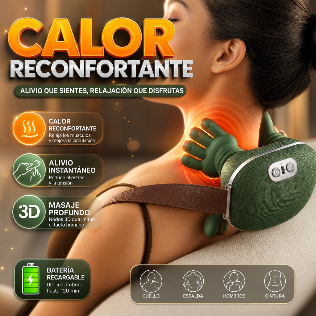 🔥MASAJEADOR CERVICAL 4D -Tu cuello aguanta todo el día. Ya es hora de que alguien lo cuide a él.  Elimina la tensión en 10 minutos . Tecnología 4D con calor que penetra el músculo de verdad.🔥